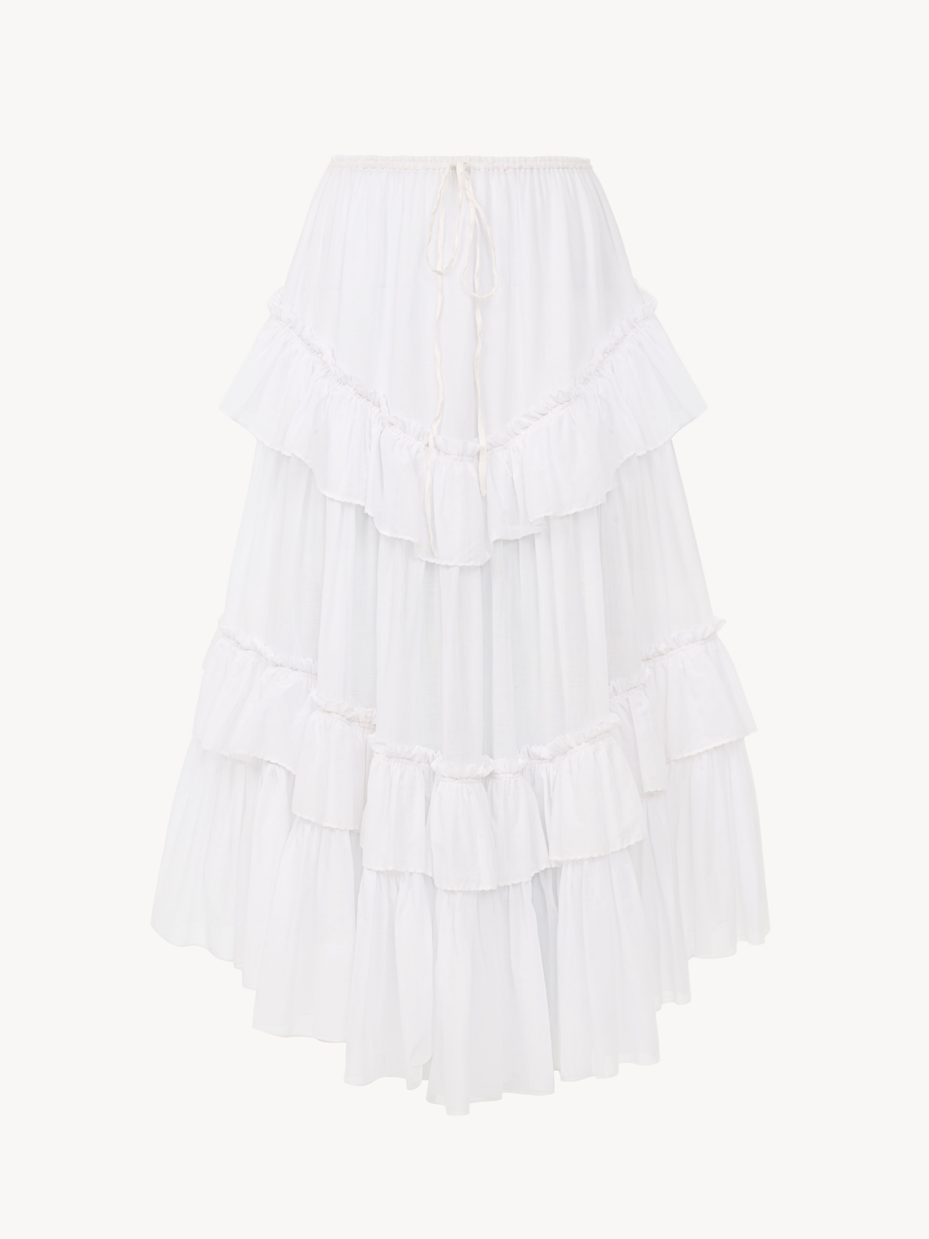 Cropped V-neck ruffle top in cotton voile & lace - NaN