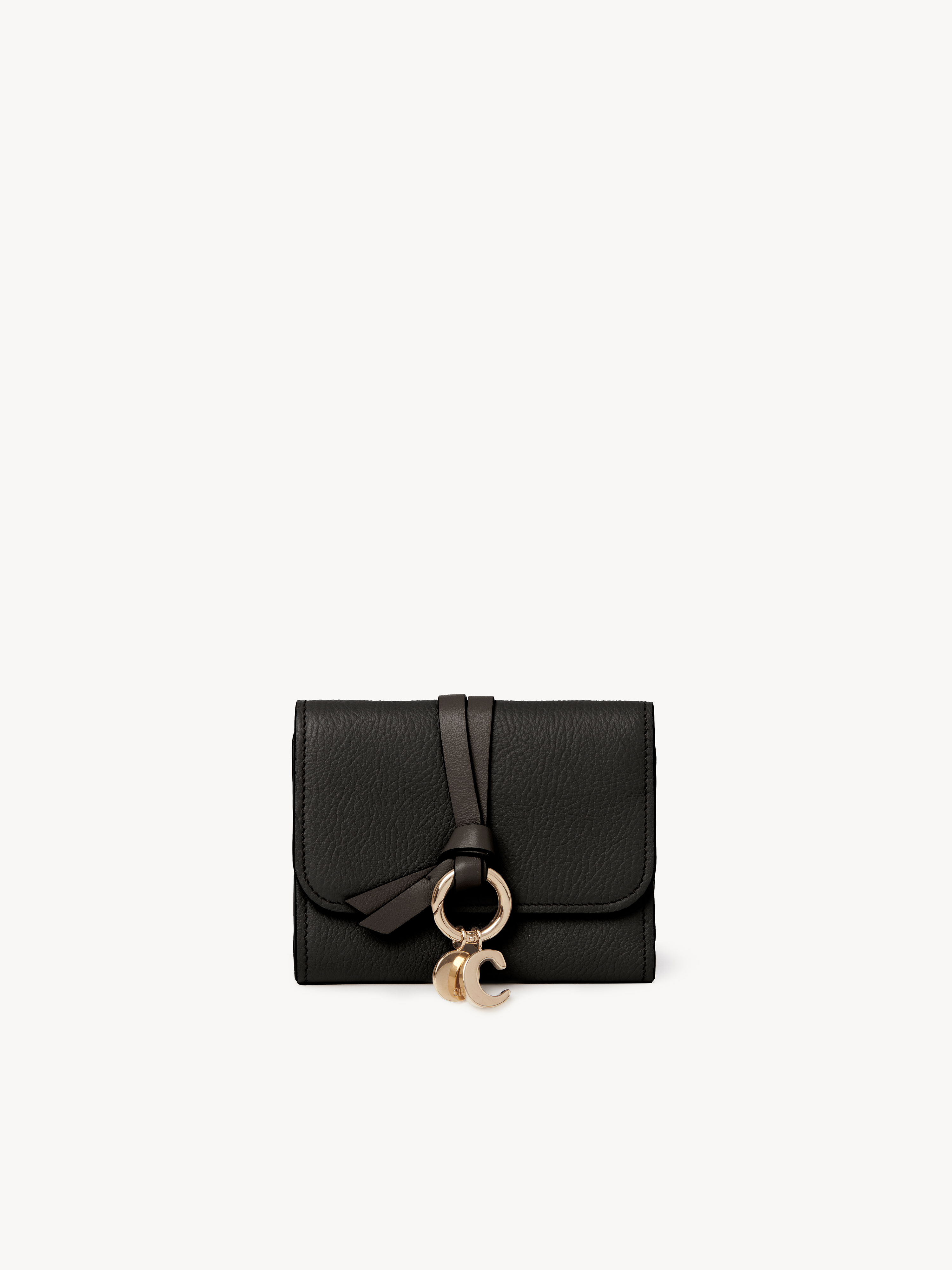 Alphabet bi-fold wallet in grained leather - NaN