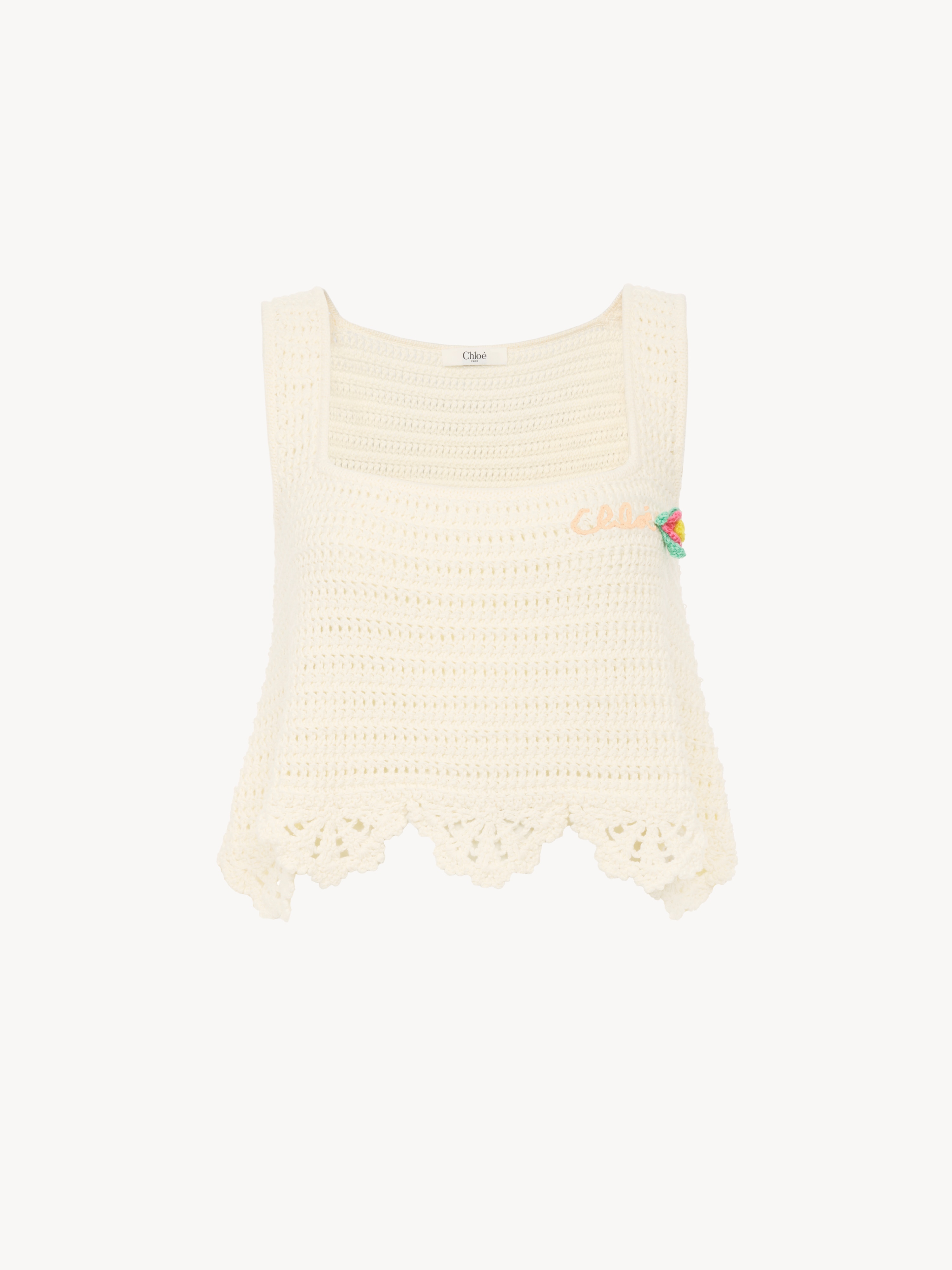 High-waisted logo mini shorts in crochet - NaN