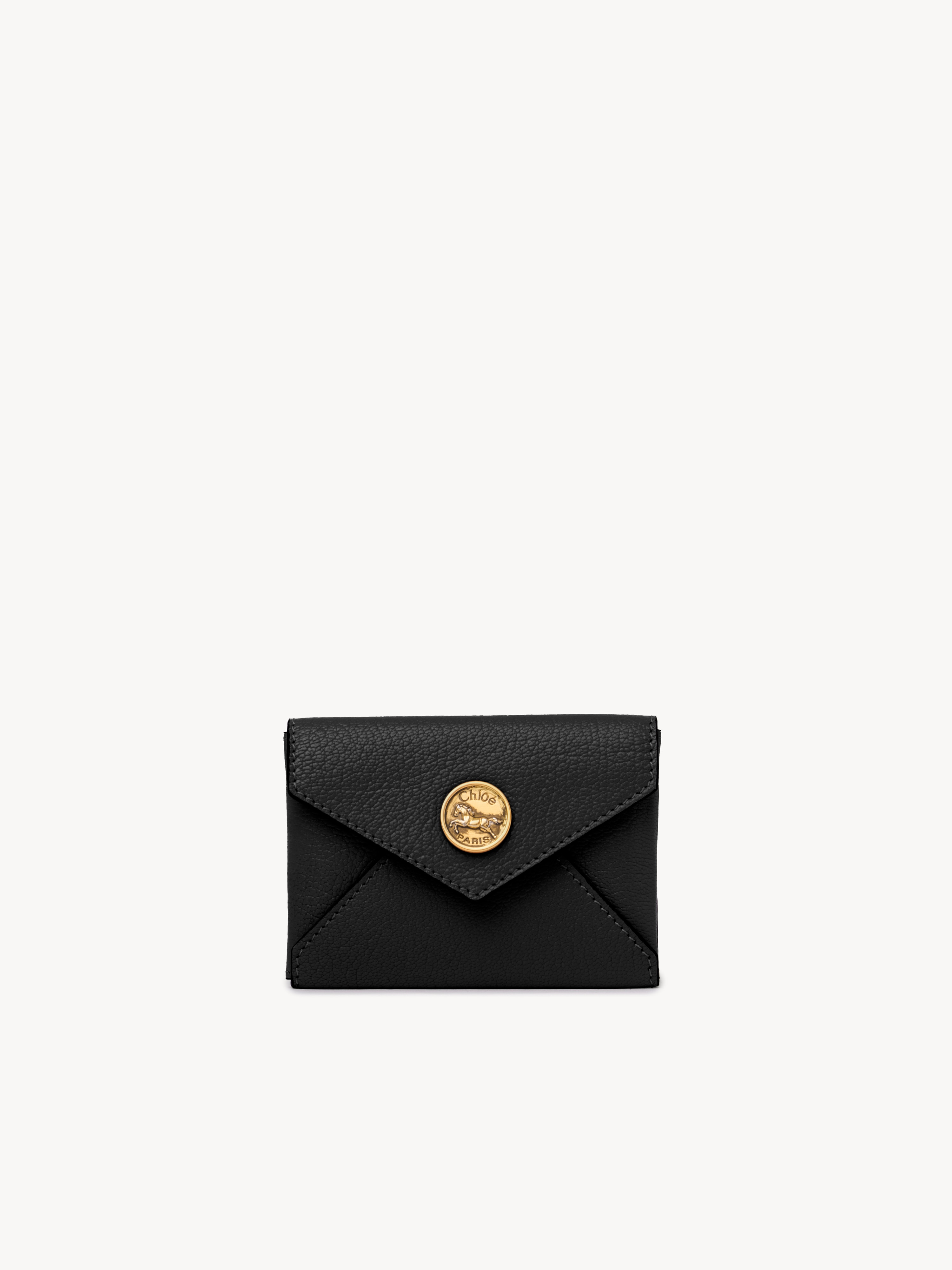 Small Envelope purse with card slots in grained leather - NaN